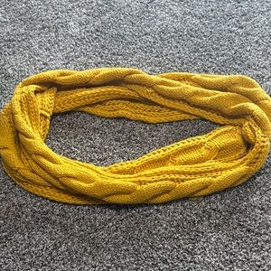 Cozy Knit Infinity Scarf in Mustard Yellow